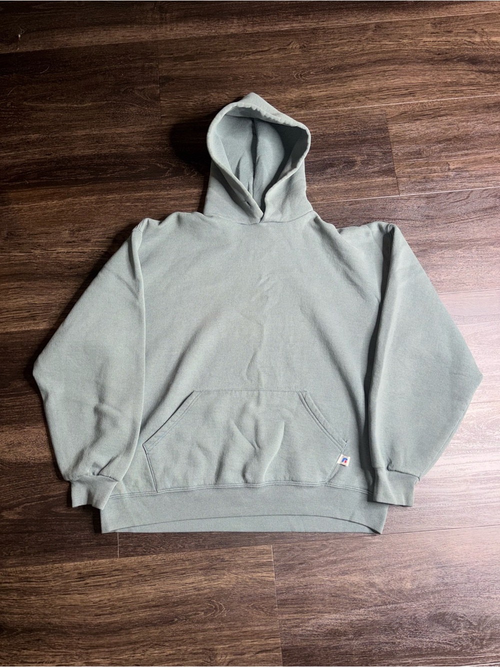 Vintage Y2K Sage Green Russell Athletic Hoodie Size L